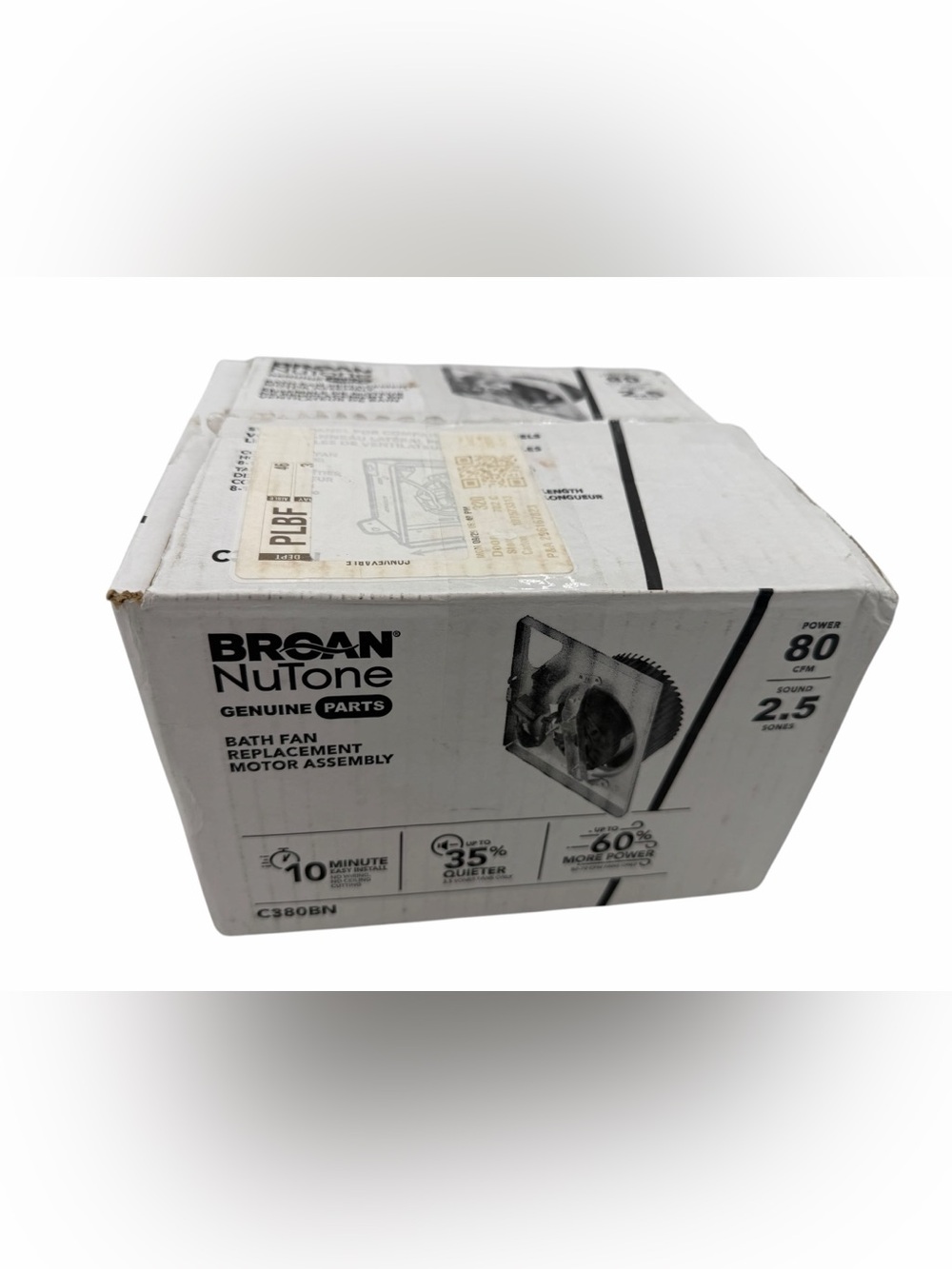 Broan NuTone C380BN Bath Fan Replacement Motor Assembly 80 CFM,